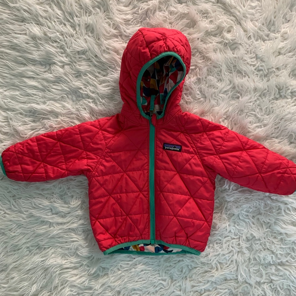 Patagonia baby girl reversible down hooded coat